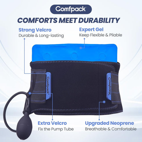 Back Ice Pack for Lower Back Pain with Compression Air Pump, Lumbar Support Brace with Hot Cold Therapy Gel Pack for