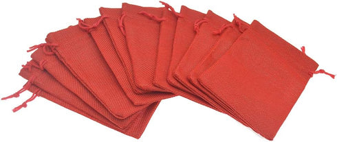 20pcs Burlap Bags with Drawstring - 2.7x3.5 Inch Red Jute Gift Bag Bulk for Christmas Wedding Party Favors