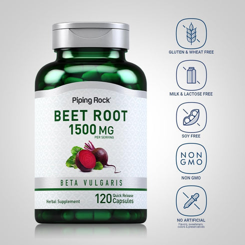 Piping Rock Beet Root Capsules 1500 mg | 120 Pills | Non-GMO, Gluten Free Extract Supplements