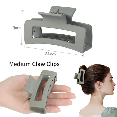 Sisiaipu 3.5 Inch Medium Hair Claw Clips - 6 Pack Brown Square Claw Clips for Women Hair Accessories for Girls