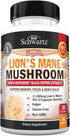 Organic Lions Mane Supplement Capsules, 90 Count, 2100mg for Memory and Focus