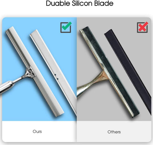 Stainless Steel Shower Squeegees with Self Adhesive Hook - Window Squeegees for Bathroom Mirror, Glass Cleaning