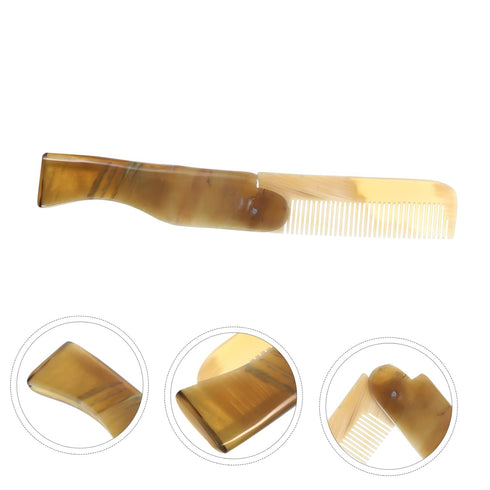 SOLUSTRE Folding Mustache Comb and Beard Comb, Portable Ox Horn Hair Comb for Everyday Grooming