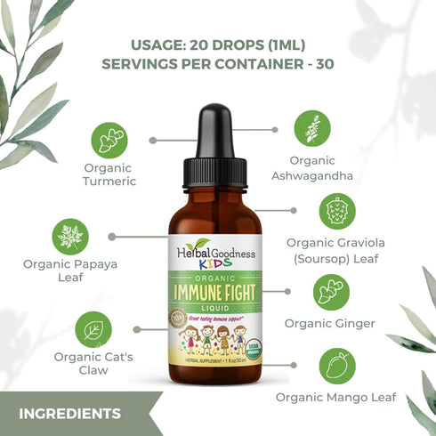 Immune 1oz Immune Immune Support with Ashwagandha for and Turmeric Herbal Supplements - Natural Kids Booster Drops