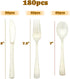 180PCS Gold Plastic Silverware Set, Disposable Glitter Gold Cutlery, Flatware Set, 60 Gold Forks, 60 Gold Spoons, 60 Gold Knives, Fancy Party Utensils