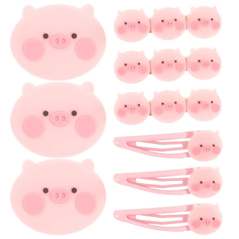 KESYOO Cartoon Pink Pig Hairpins, Cute Animal Barrettes, Stylish Accessories Hair Decor (9pcs)