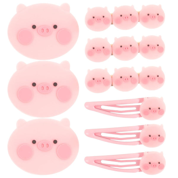 KESYOO Cartoon Pink Pig Hairpins, Cute Animal Barrettes, Stylish Accessories Hair Decor (9pcs)