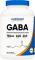 Nutricost GABA (Gamma Aminobutyric Acid) 750mg, 240 Capsules, Non-GMO, Gluten Free