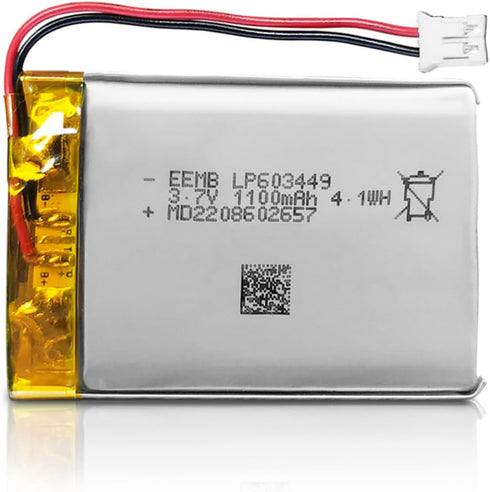 EEMB 3.7V Lithium Ion Battery 1100mAh 603449 Rechargeable Pack with Wire JST Connector for Speaker, Dashcam