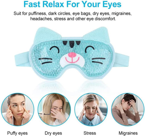 NEWGO Kids Ice Pack Eye Mask, Reusable Hot Cold Therapy Gel Eye Mask with Soft Plush Backing