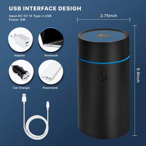 USB-Powered Mini Ultrasonic Mist Humidifier Essential Oil Diffuser for Vehicle - Car Diffusers for Essential Oils