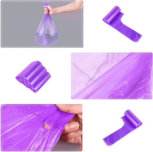 Kitchen Garbage Bags, Purple Trash Bag, 100 Counts 4 Gallon, 45x60Cm with Handles for Bathroom