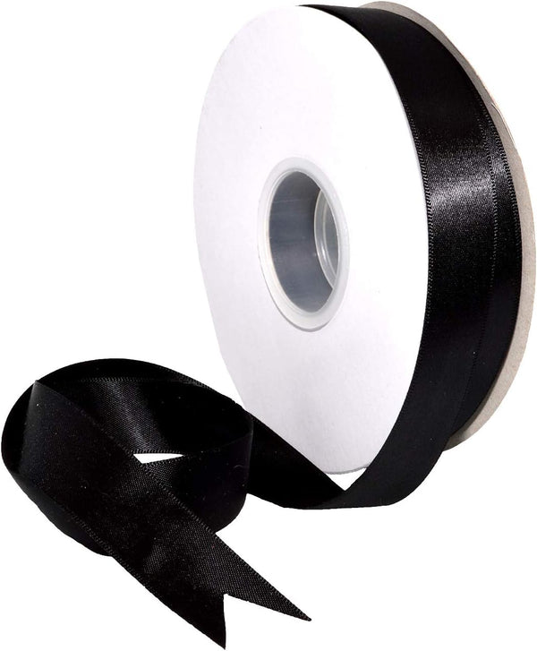 Morex Ribbon Double Face Satin Ribbon 7/8" X 50 YD Black for Gift Wrapping, Birthday Cards, Crafts