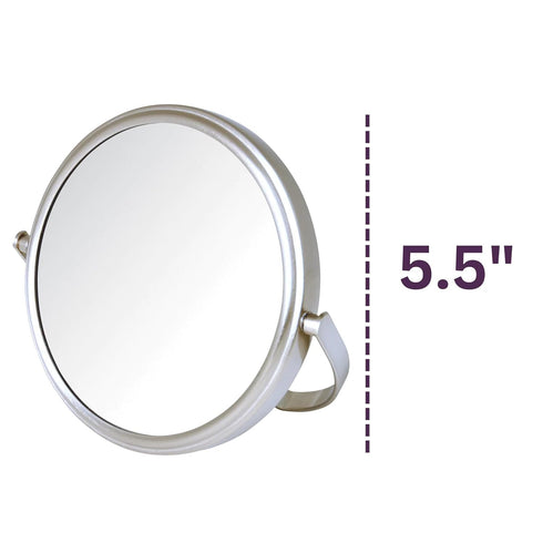 Model's Choice Two-Sided Tabletop Makeup Mirror - 5X Magnification & Swivel Design, Portable 5.5-Inch Diameter, Nickel