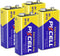 PKCELL 9V Battery Carbon Zinc for Smoke Detectors 6F22 Battery, Ultra Long-Lasting with 10-Year Shelf Life (4 Count)