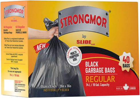 Garbage Bags Single Folded Black - 40 Pack 26x36