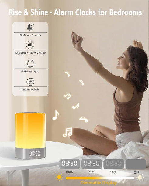 WamGra 32 Sound Machine White Noise Machine with Soothing Sounds, Bluetooth Speaker Alarm Clocks for Bedrooms with Wake