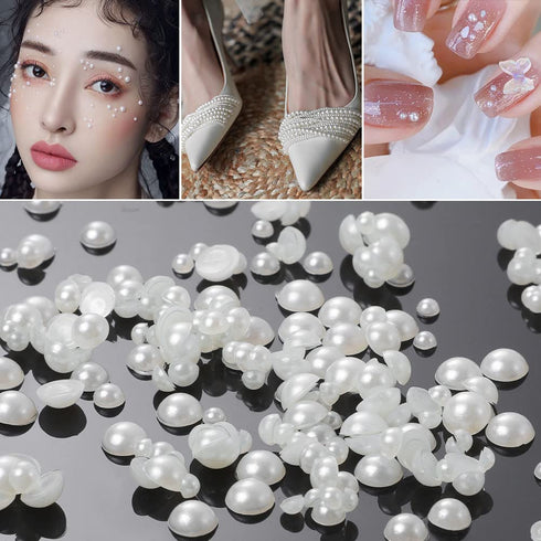 Pearl Stickers for Crafts, Self Adhesive Face Pearl Sticker Gems, 1650 Pcs Stick On Pearls Beads for Face, Makeup,