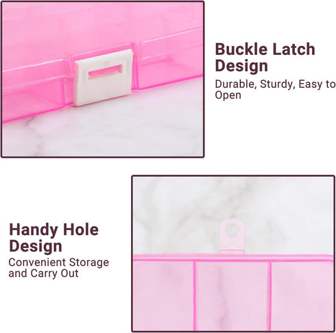 Small Compartment Organizer Case, 4PCS 15-Grid Adjustable Plastic Box with Dividers for Jewelry, Craft, and Hardware
