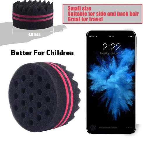 Small Hole Hair Sponge Brush for Twists and Dreads - 2 PCS for Natural Hair Afro Curl