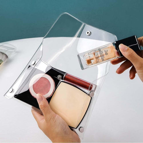Transparent Mini PVC Makeup Bag, Small Clear Cosmetic Organizer Pouch with Snap Closure for Travel