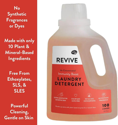 Revive Essential Oils Immunity Boost Liquid Laundry Detergent, 50oz, Ultra Concentrated, Stain Fighting