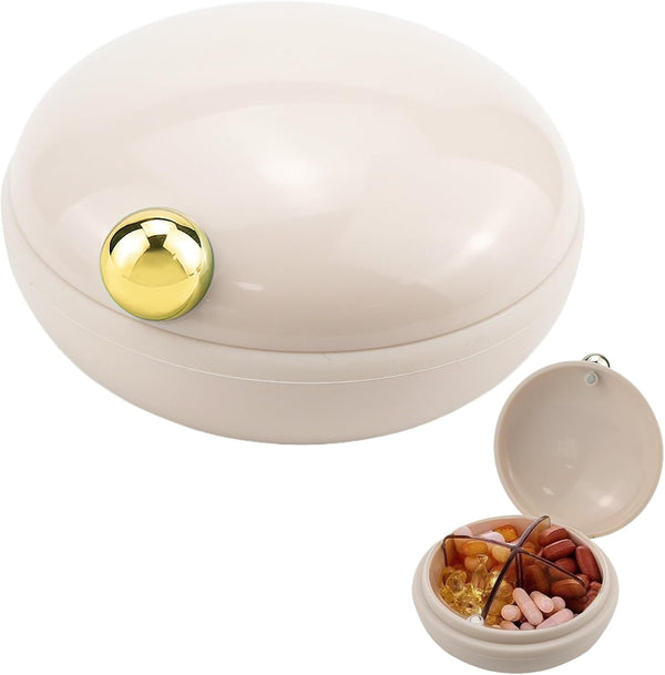 LCJAOF Pill Organizer 4 Times a Day, Weekly Round Pill Box with Removable