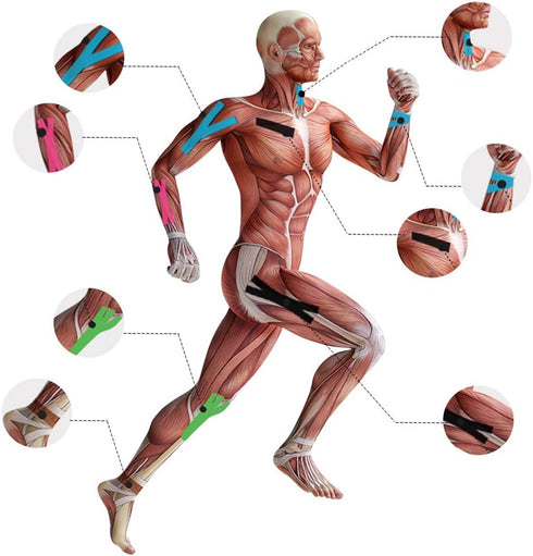 OBTANIM 4 Rolls Kinesiology Tape, Waterproof Breathable Athletic Elastic for Muscle Pain Relief in Gym, Fitness, Running