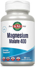 KAL Magnesium Malate 400mg, Chelated Magnesium Supplement, 90 Veg Tabs, Vegan, Non-GMO