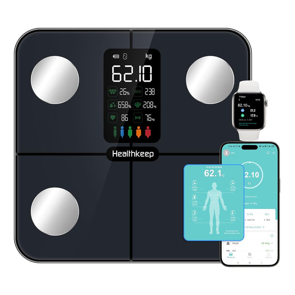 Smart Body Fat Scale with Large VA Display, 15 Metrics, Max 400lbs/180kg
