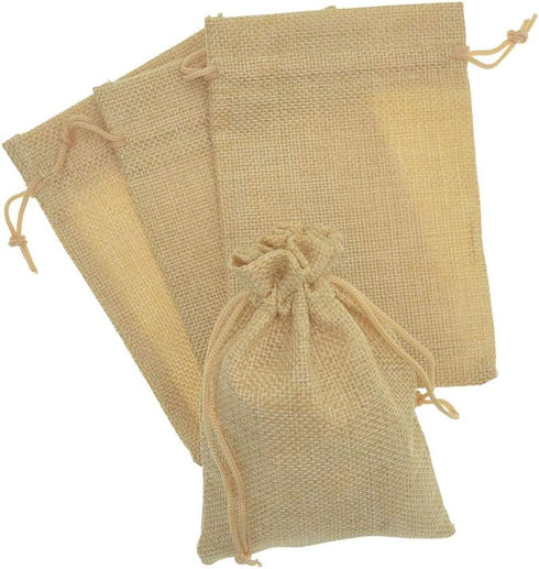 20Pcs Drawstring Burlap Bags, Jute Sacks for Jewelry Candy Pouch, Christmas Wedding Party Favor Gift Bags (Flaxen, 2.7