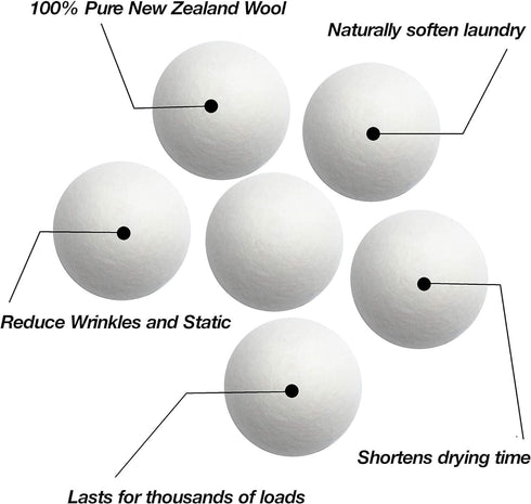 Wool Dryer Balls XL 4-Pack, 100% Pure New Zealand Wool, Reduces Wrinkles & Drying Time, Ideal for Essential Oils