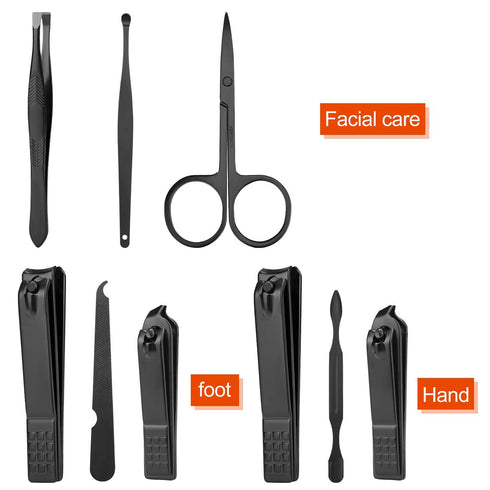 Professional Manicure Pedicure Kit for Men, Nail Grooming Tools with Travel Case, Finger and Toe Nail Clippers