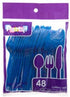 Blue Heavy Duty Plastic Cutlery Sets - 32 Spoons, 32 Forks, 32 Knives - 2 Packs of 48 Each, Total 96 Pcs