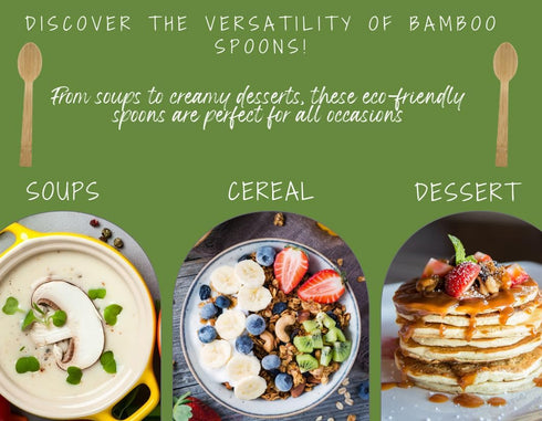 Bamboo Disposable & Compostable Spoons, 6.7" Eco-Friendly Utensils, 100 Pack Biodegradable Spoons