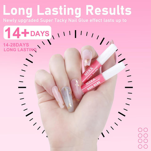 MEKK Nail Glue, Super Strong & Long-Lasting Adhesive for Acrylic Nails, Press Ons, Nail Tips, 0.07OZ/PCS (12PCS)