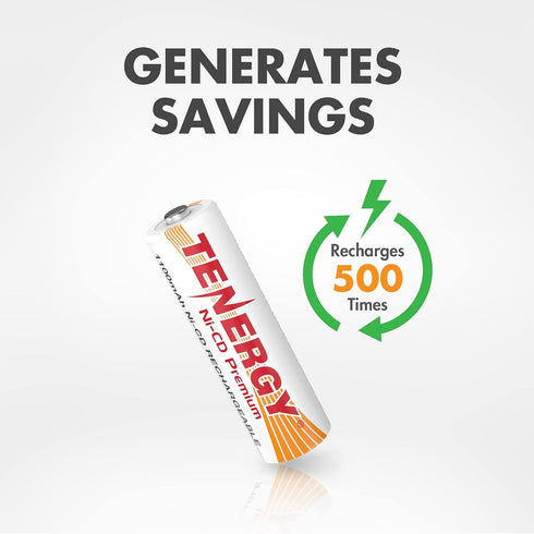 Tenergy AA Premium NiCd Rechargeable Batteries 1100mAh 1.2V Battery Pack for Solar Lights (8-Pack)