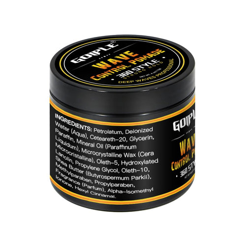 Natural Wave Pomade for Men, Strong Hold 360 Wave Training Hair Cream, Moisture and Control with Travel Size