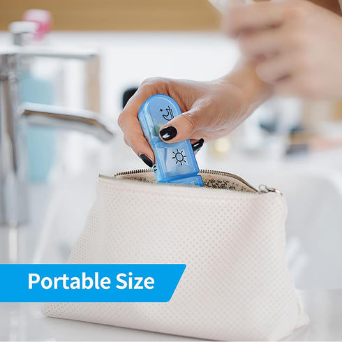 ZIKEE Compact Weekly Pill Organizer 3 Times a Day - 7 Day Pill Box with Roomy Case for Vitamins, Fish Oils, Supplements