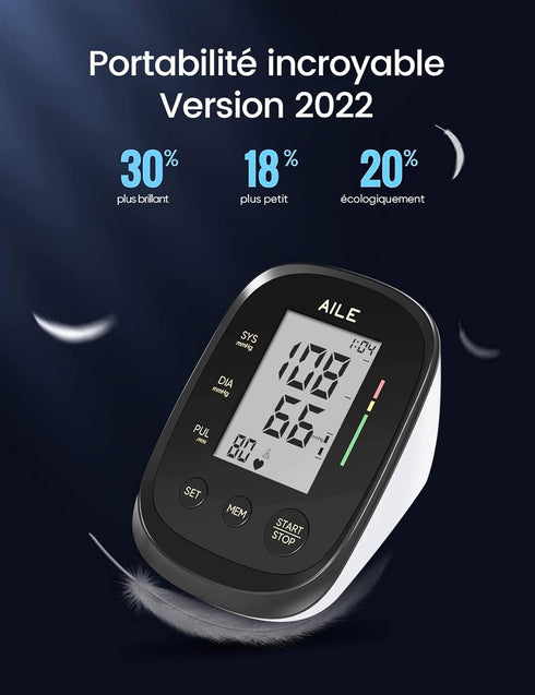 AILE Blood Pressure Monitor, Automatic Upper Arm Blood Pressure Machine with Large Cuff (8.7"-16.5", Black)