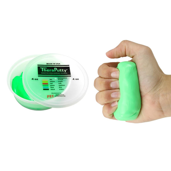CanDo Theraputty Plus Hand Exercise Putty for Rehabilitation, Hand Therapy, Strengthening, Stress Relief - Green Medium