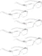 LUR READING GLASSES 6 Pack Comfort Plastic Readers with Spring Hinge (Clear)