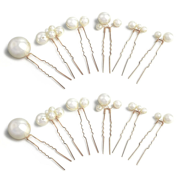 Wedding Pearl Hair Pins, 12PCS U Shaped Hair Accessories for Bridal Women, Gold