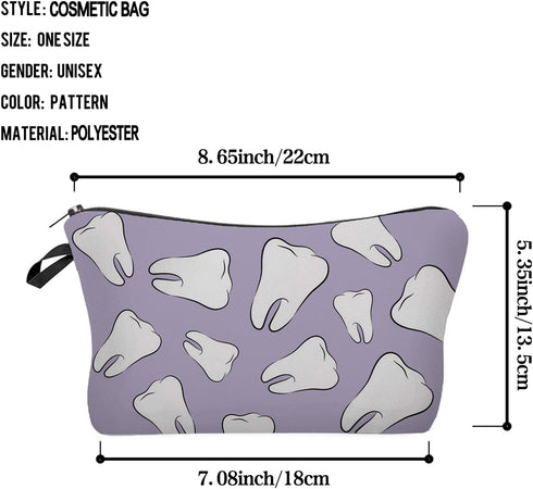 Tooth Dental Cosmetic Bag for Women Cute Makeup Bag for Purse Travel Toiletry Zipper Pouch for Girls Women Families Friends Sisters Gifts Tooth Dental Makeup Bag for Her