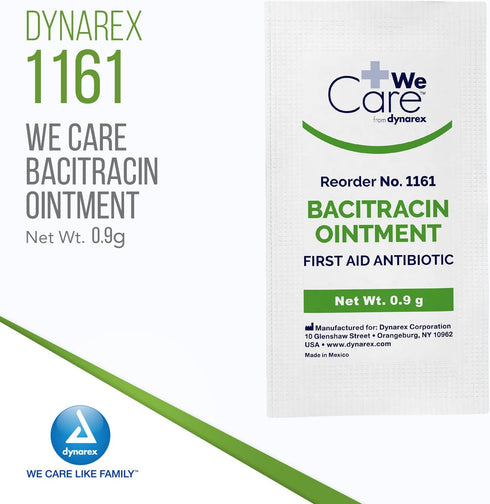 Dynarex Bacitracin Topical Ointment USP, First Response Wound Care Supplies, 1 Box of 144