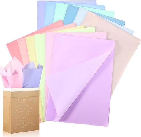 Kolldenn Set 120 20 28 Inch 6 Gift Wrapping Crafts Sheets Multicolor Tissue Paper x and Rolls Satin Ribbon