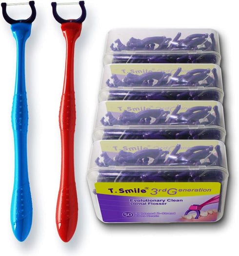 Evolutionary Clean Dental Flossers - Kit of Refills Plus Long Handle (2 Handles + 200 Refills)