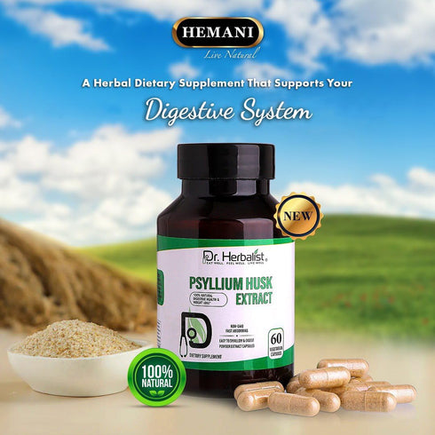 Dr. HERBALIST Psyllium Husk Extract 1000mg, 60 Veg Capsules for Digestion and Daily Fiber Support