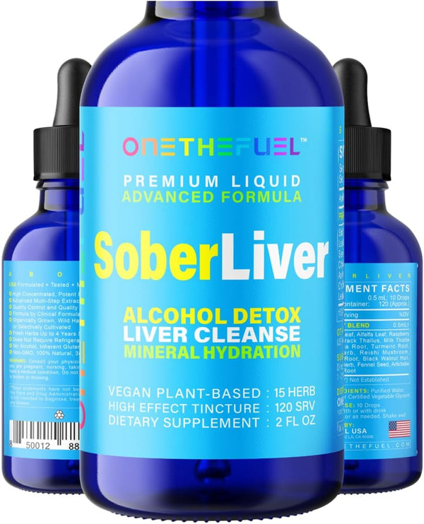 Sober Liver 2oz. Plant-Based Liver Cleanse and Detox Support + 100% Natural Hydration Liver Health Supplement with