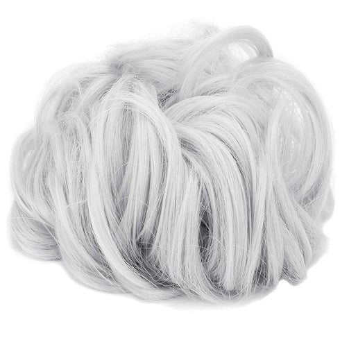 Lelinta Hair Bun Extensions - Wavy Curly Messy Donut Chignons Hair Piece Wig Hairpiece, Silver Grey
